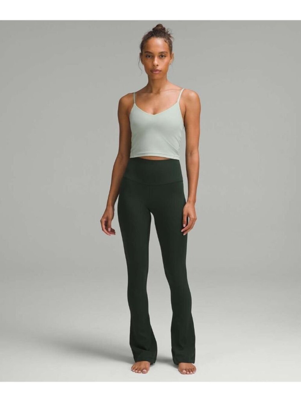 Lululemon Align Cropped Cami Tank Top 4 Grey Sage Light Support Yoga Pilates